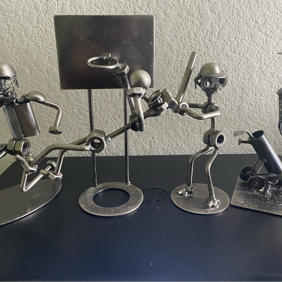 4 Nuts and Bolts Metallic Art Golf,Basketball Football Baseball Sculpture - Picture 3 of 12